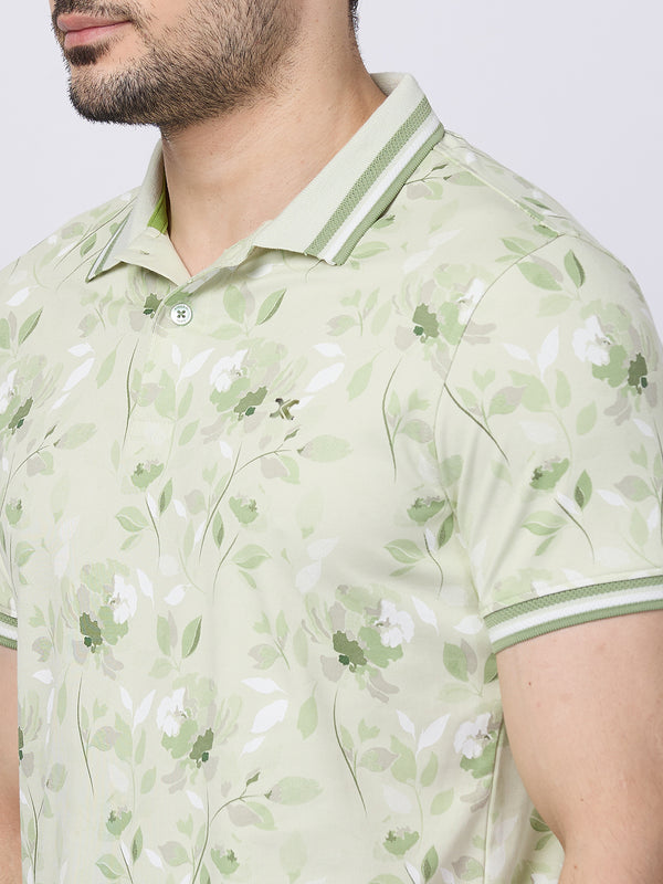 Killer Men Light Green Printed Slim Fit T-Shirts