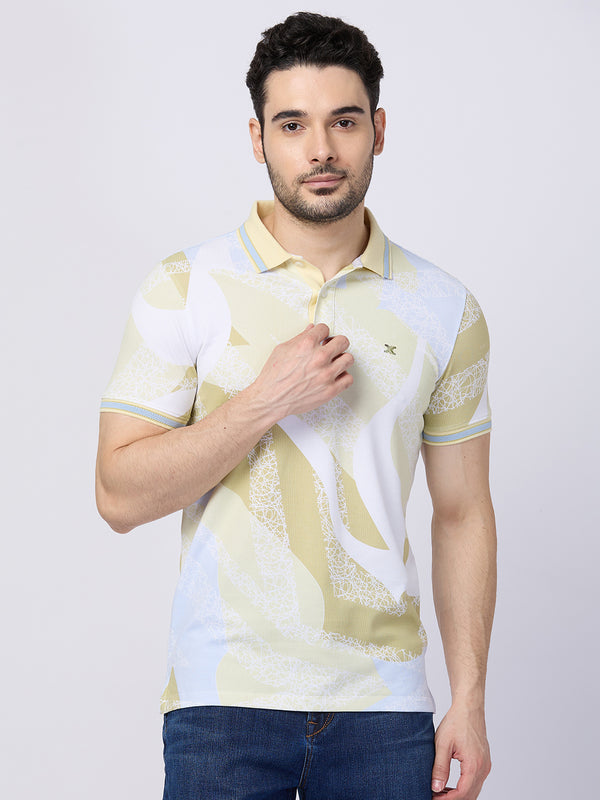 Killer Men Yellow Printed Slim Fit T-Shirts