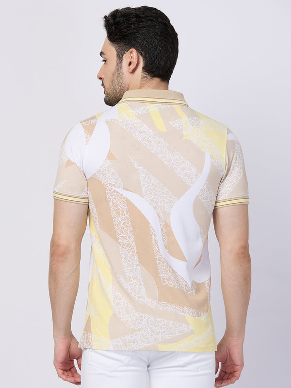 Killer Men Beige Printed Slim Fit T-Shirts
