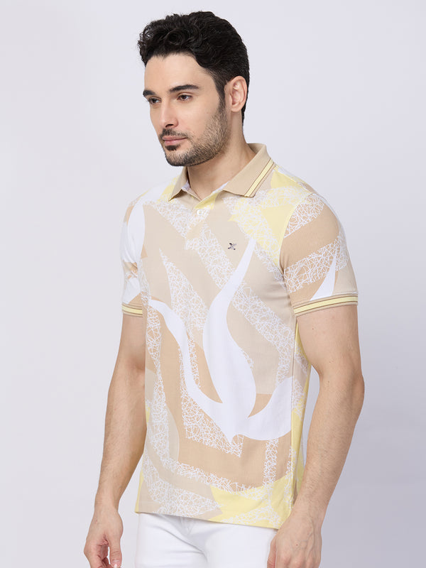 Killer Men Beige Printed Slim Fit T-Shirts