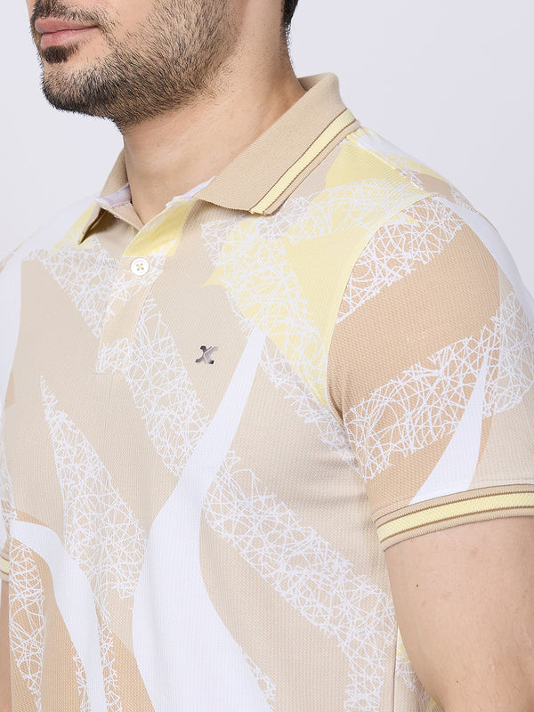Killer Men Beige Printed Slim Fit T-Shirts