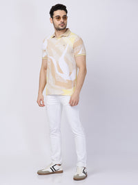 Killer Men Beige Printed Slim Fit T-Shirts