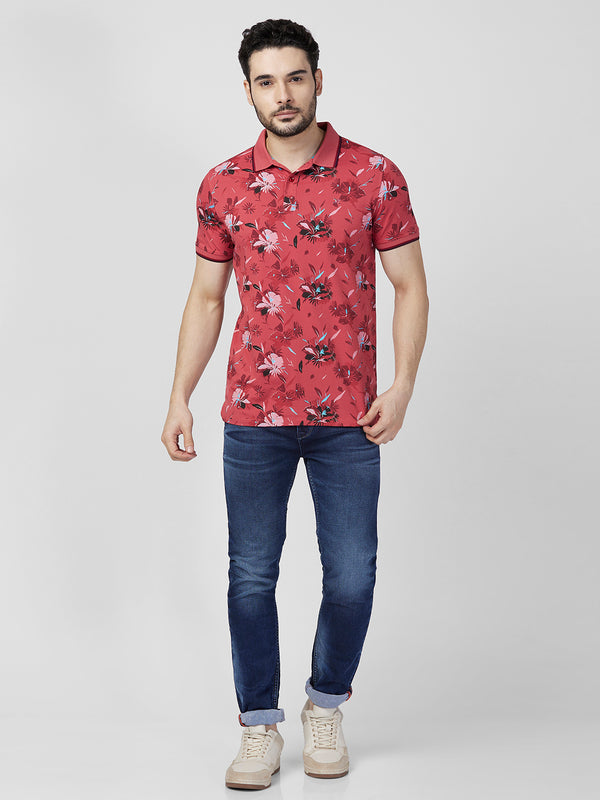 Killer Men Red Printed Slim Fit T-Shirts