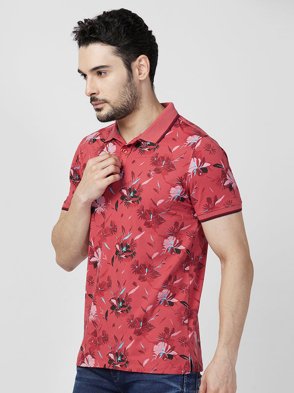 Killer Men Red Printed Slim Fit T-Shirts