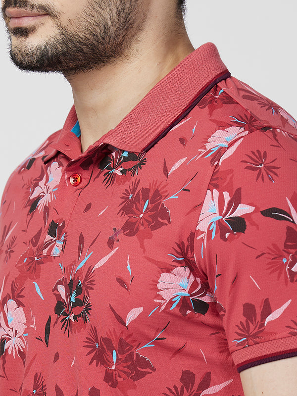 Killer Men Red Printed Slim Fit T-Shirts