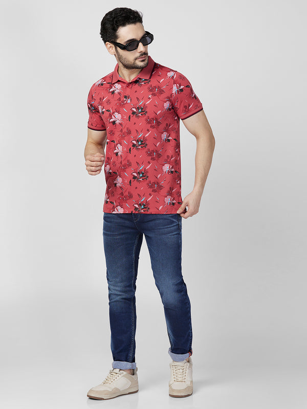 Killer Men Red Printed Slim Fit T-Shirts