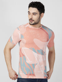 Killer Men Peach Printed Slim Fit T-Shirts