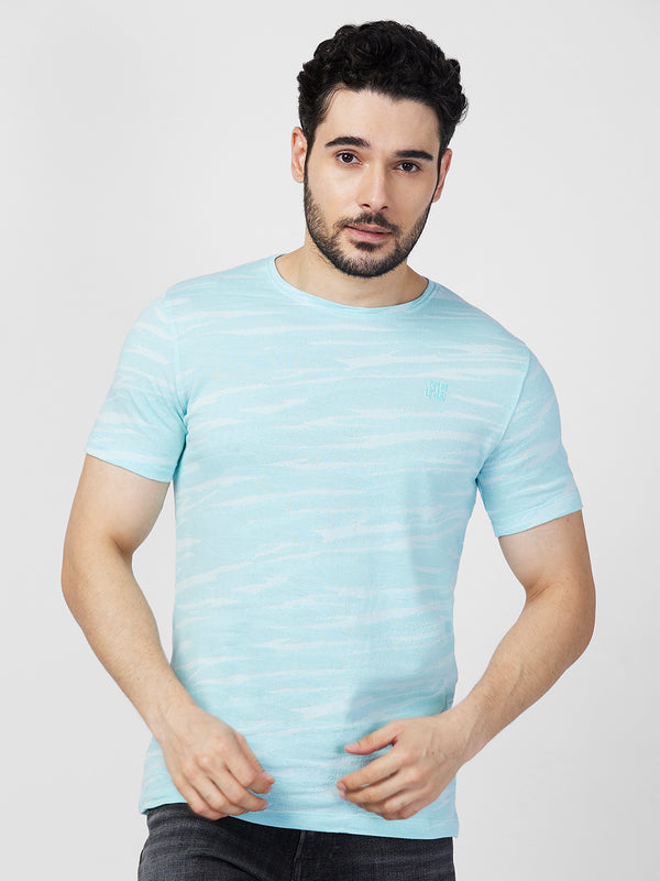 Killer Men Light Green Printed Slim Fit T-Shirts