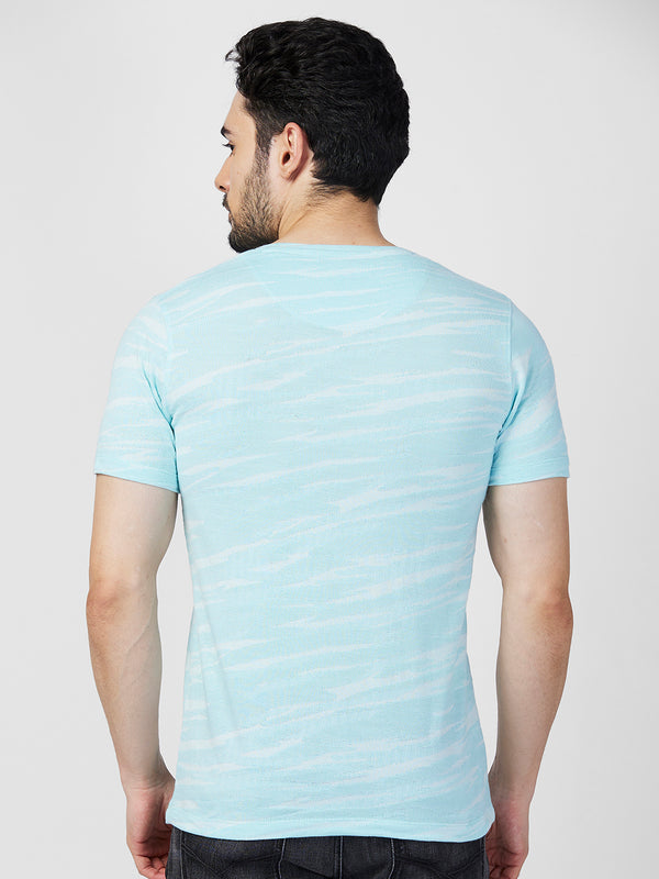 Killer Men Light Green Printed Slim Fit T-Shirts