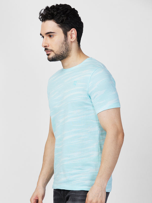 Killer Men Light Green Printed Slim Fit T-Shirts