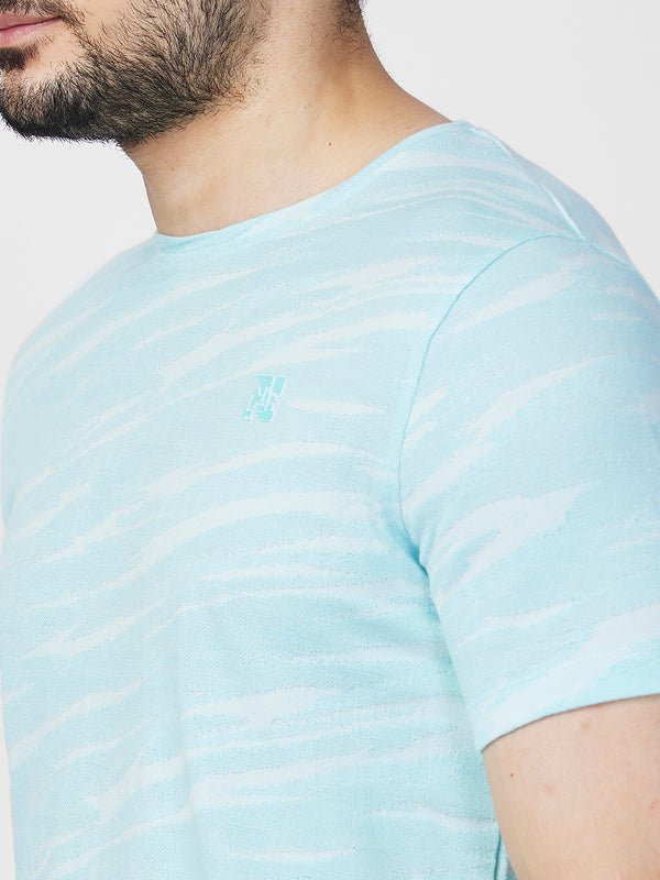 Killer Men Light Green Printed Slim Fit T-Shirts