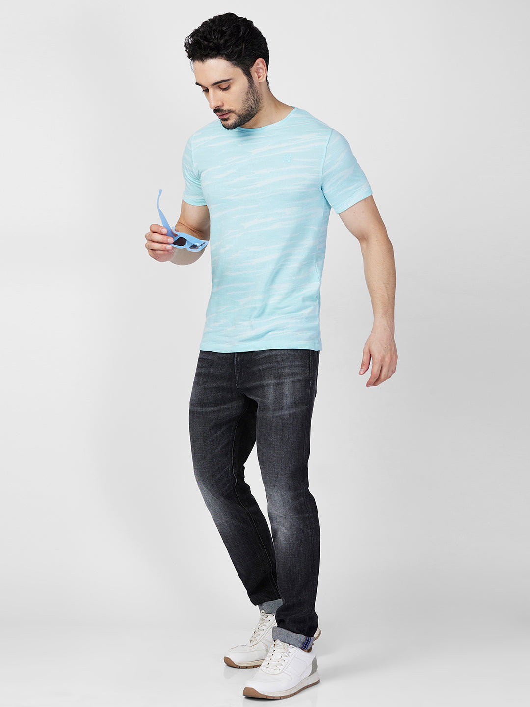 Killer Men Light Green Printed Slim Fit T-Shirts