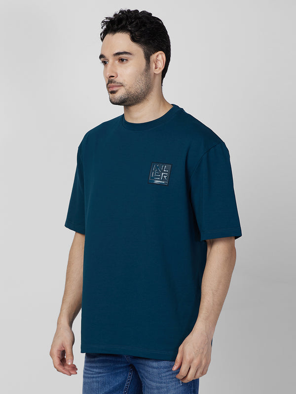 Killer Men Petrol Blue Printed Round Neck T-Shirts