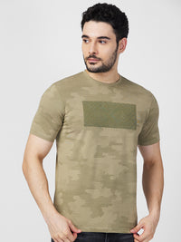 Killer Men Dark Green Printed Slim Fit T-Shirts