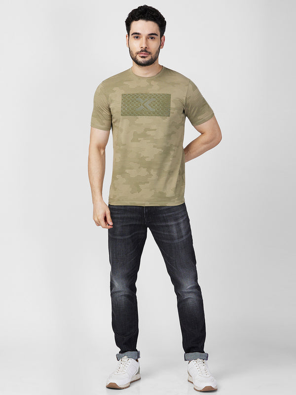 Killer Men Dark Green Printed Slim Fit T-Shirts