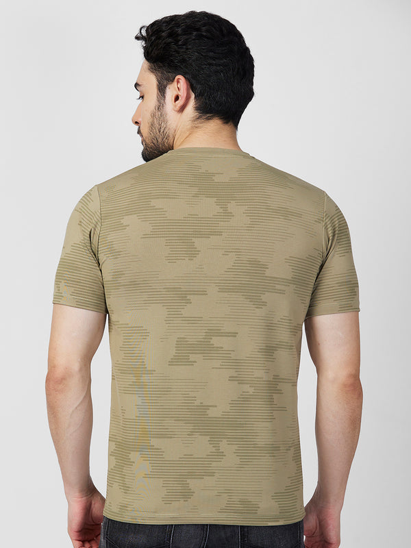 Killer Men Dark Green Printed Slim Fit T-Shirts