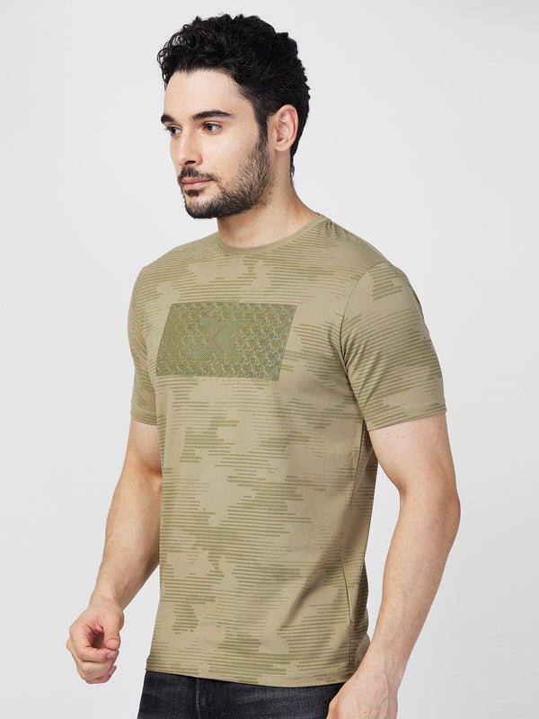 Killer Men Dark Green Printed Slim Fit T-Shirts