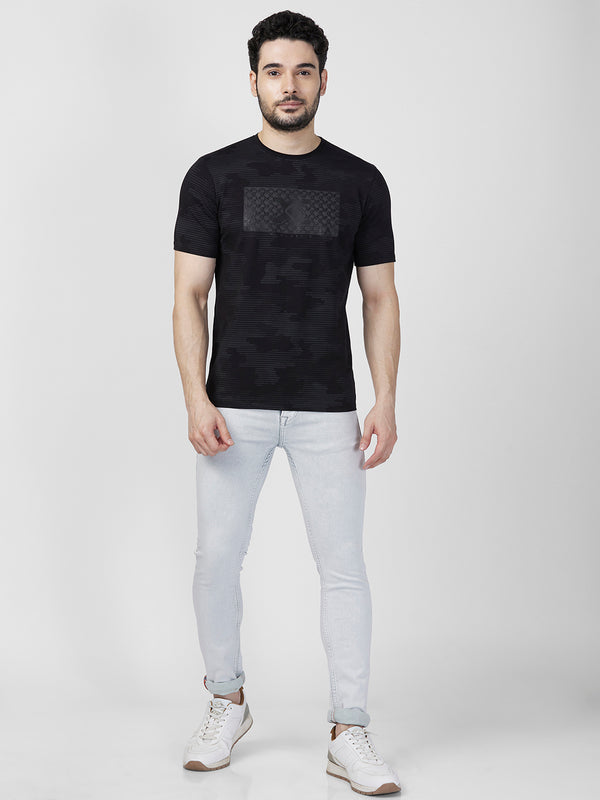 Killer Men Black Printed Slim Fit T-Shirts