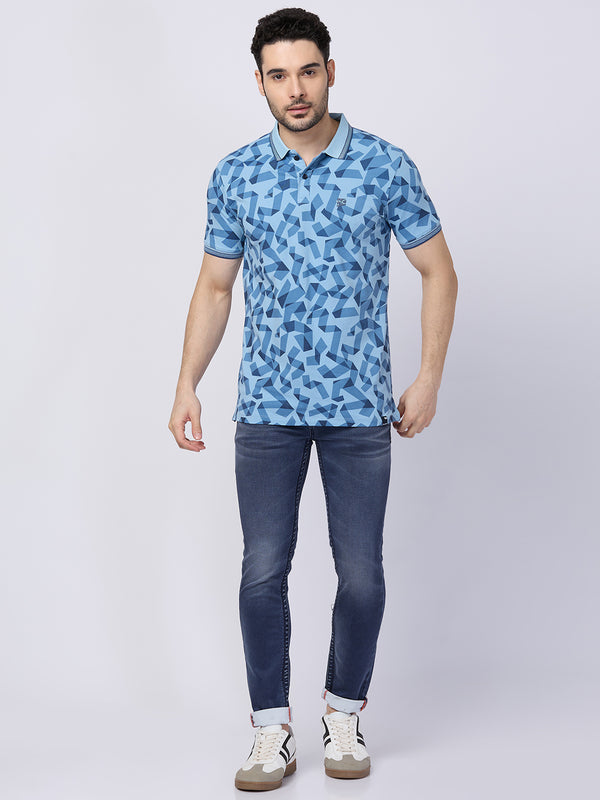 Killer Men Blue Printed Slim Fit T-Shirts