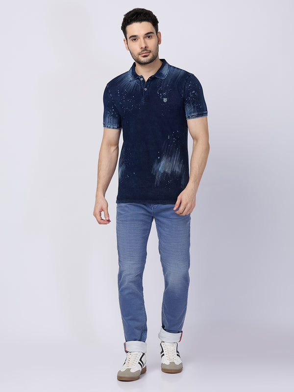 Killer Men Blue Printed Slim Fit T-Shirts
