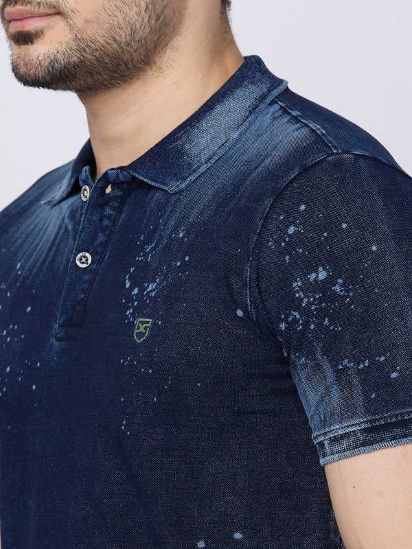 Killer Men Blue Printed Slim Fit T-Shirts