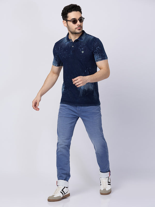 Killer Men Blue Printed Slim Fit T-Shirts