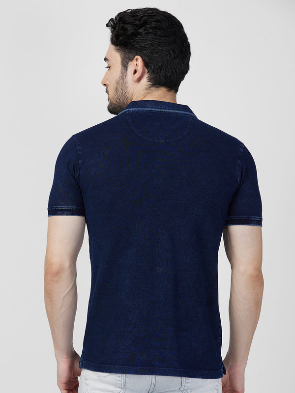 Killer Men Dark Blue Printed Slim Fit T-Shirts