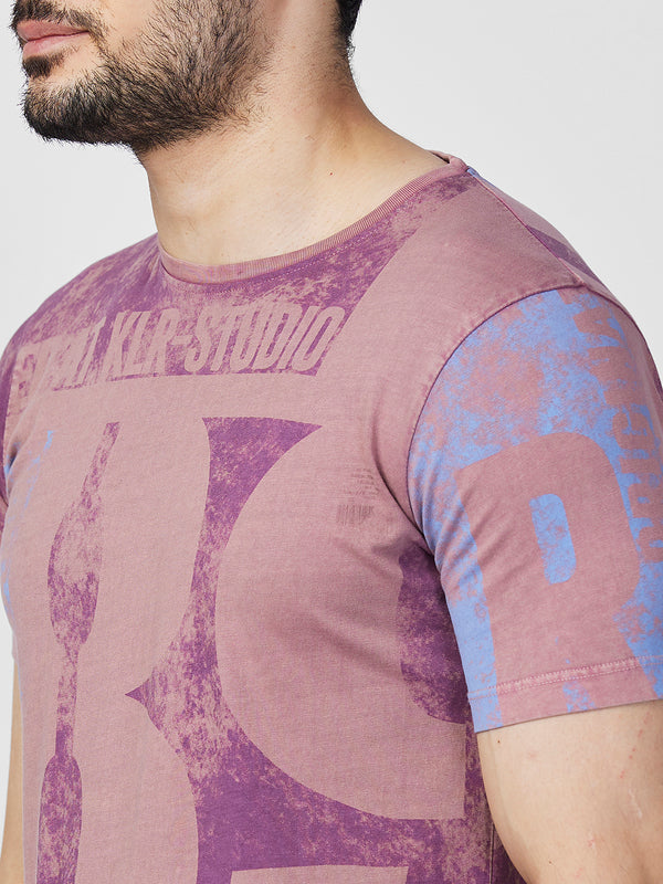 Killer Men Pink Printed Slim Fit T-Shirts