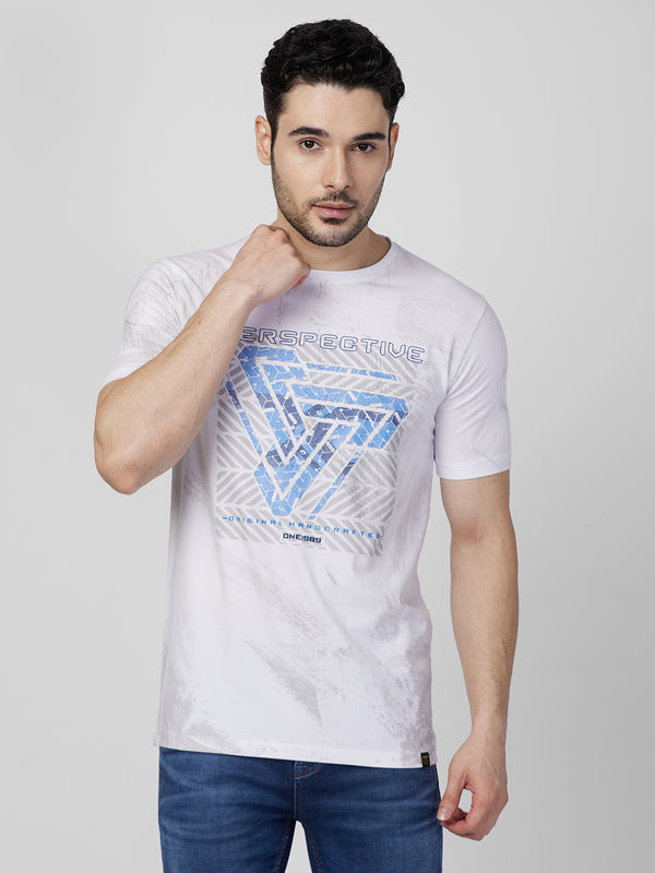 Killer Men White Printed Slim Fit T-Shirts