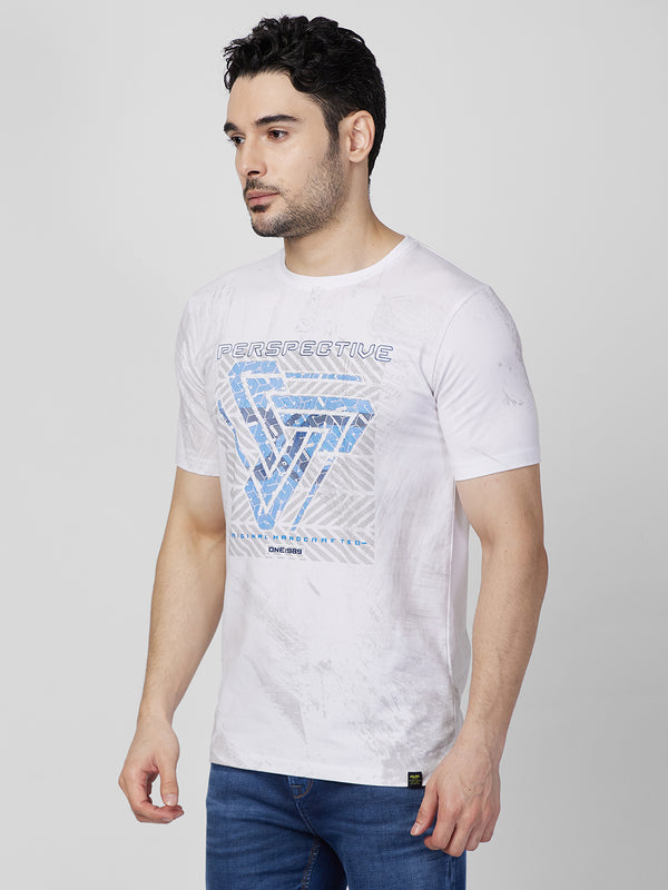 Killer Men White Printed Slim Fit T-Shirts