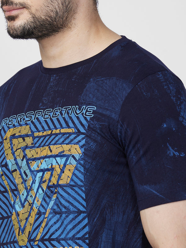 Killer Men Blue Printed Slim Fit T-Shirts