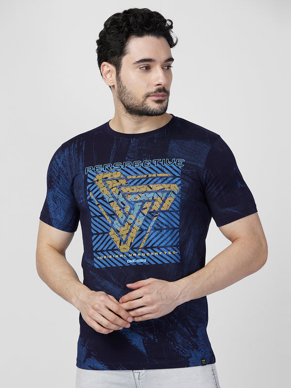 Killer Men Blue Printed Slim Fit T-Shirts