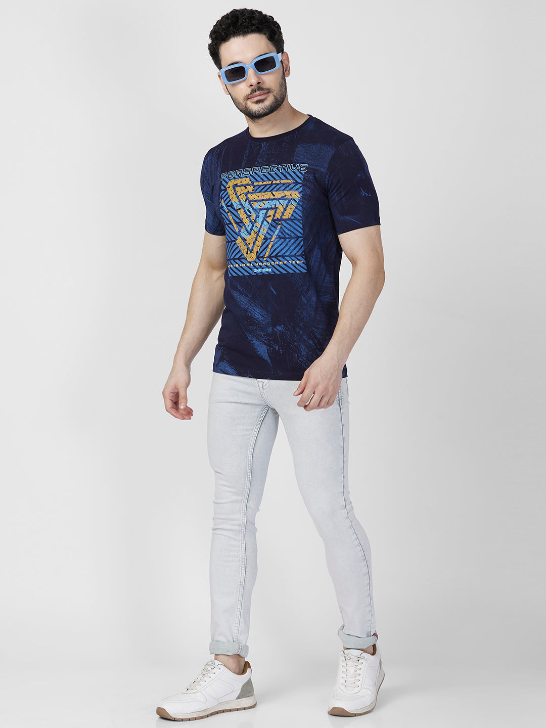 Killer Men Blue Printed Slim Fit T-Shirts