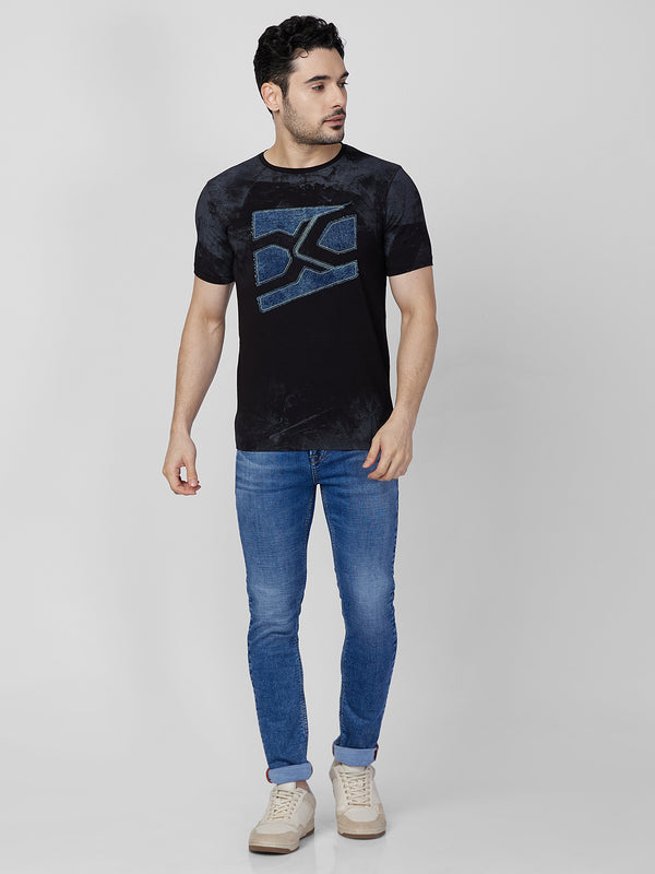 Killer Men Black Printed Slim Fit T-Shirts