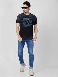 Killer Men Black Printed Slim Fit T-Shirts