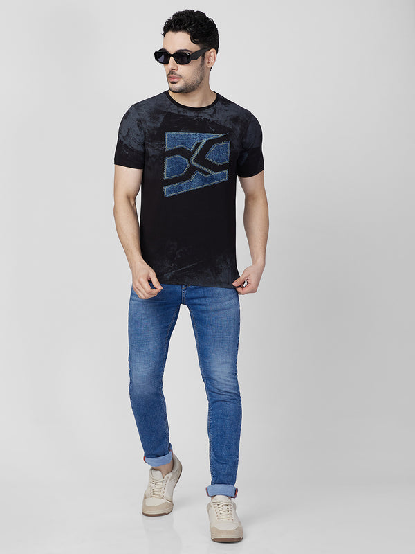 Killer Men Black Printed Slim Fit T-Shirts