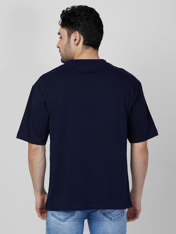 Killer Men Navy Blue Printed Round Neck T-Shirts