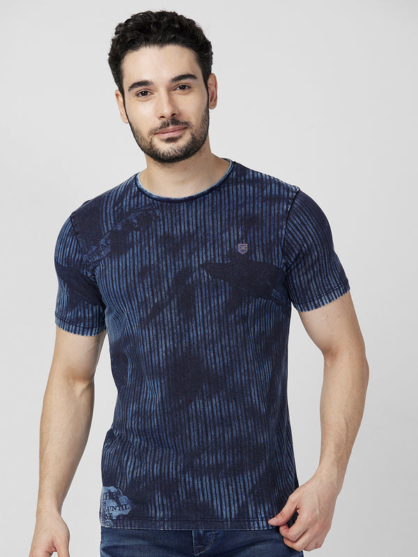 Killer Men Blue Printed Slim Fit T-Shirts