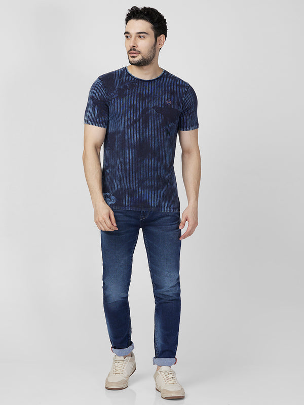 Killer Men Blue Printed Slim Fit T-Shirts