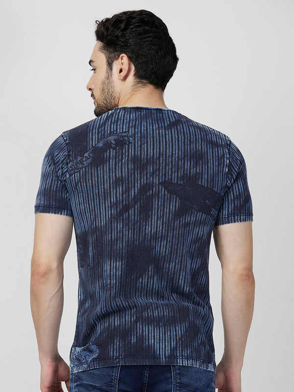 Killer Men Blue Printed Slim Fit T-Shirts