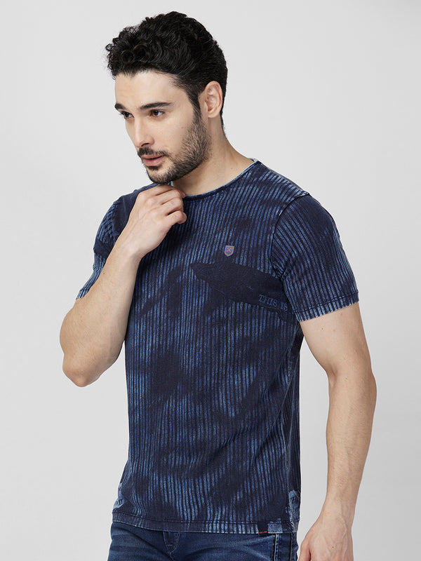 Killer Men Blue Printed Slim Fit T-Shirts