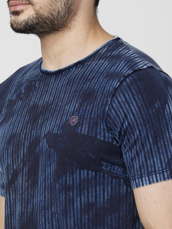 Killer Men Blue Printed Slim Fit T-Shirts