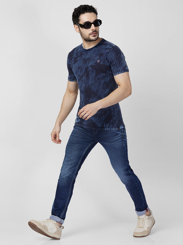 Killer Men Blue Printed Slim Fit T-Shirts