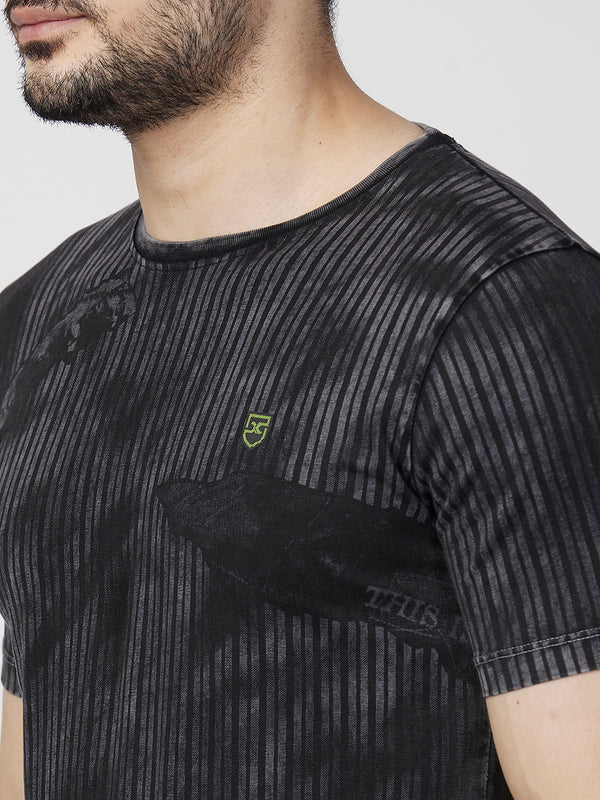 Killer Men Black Printed Slim Fit T-Shirts