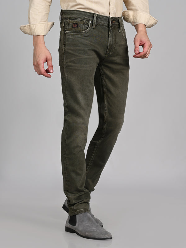 Killer Men Dark Green Solid Slim Fit Jeans