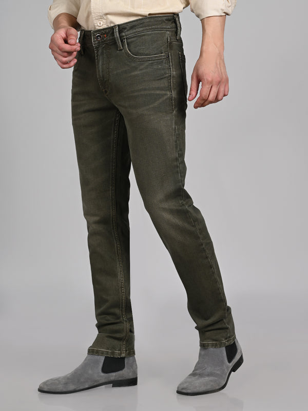 Killer Men Dark Green Solid Slim Fit Jeans