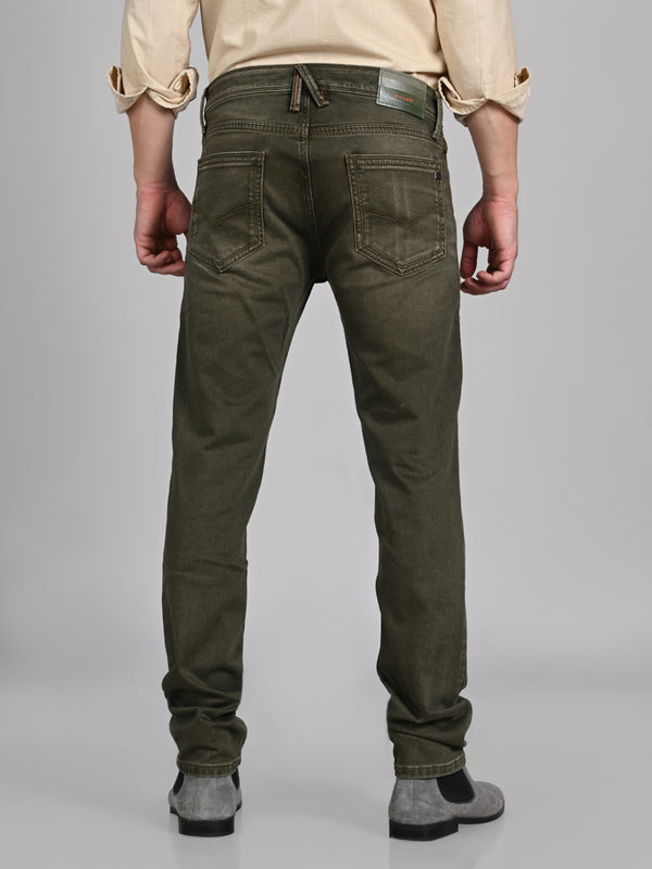 Killer Men Dark Green Solid Slim Fit Jeans