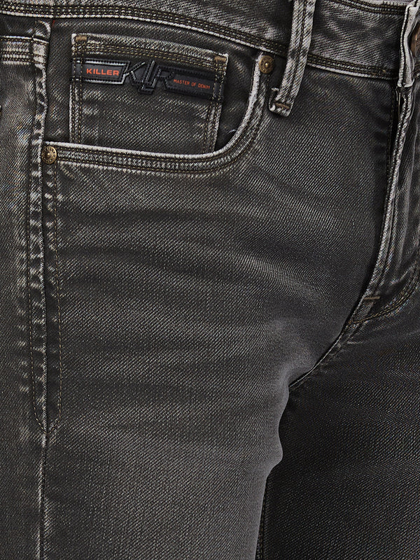 Killer Men Dark Green Solid Slim Fit Jeans