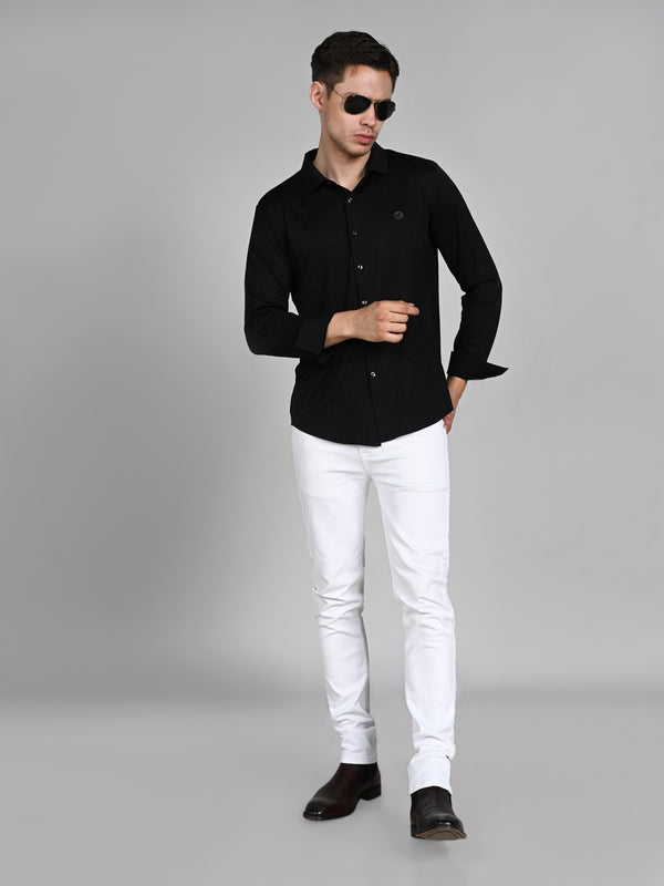 Killer Men Black Solid Slim Fit Shirts