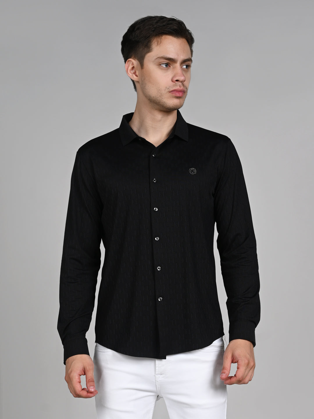 Killer Men Black Solid Slim Fit Shirts